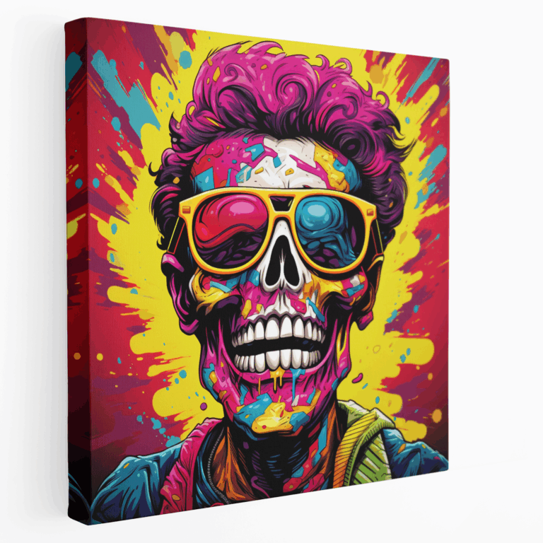 Pop Art Kafatası Portre Kanvas Tablo