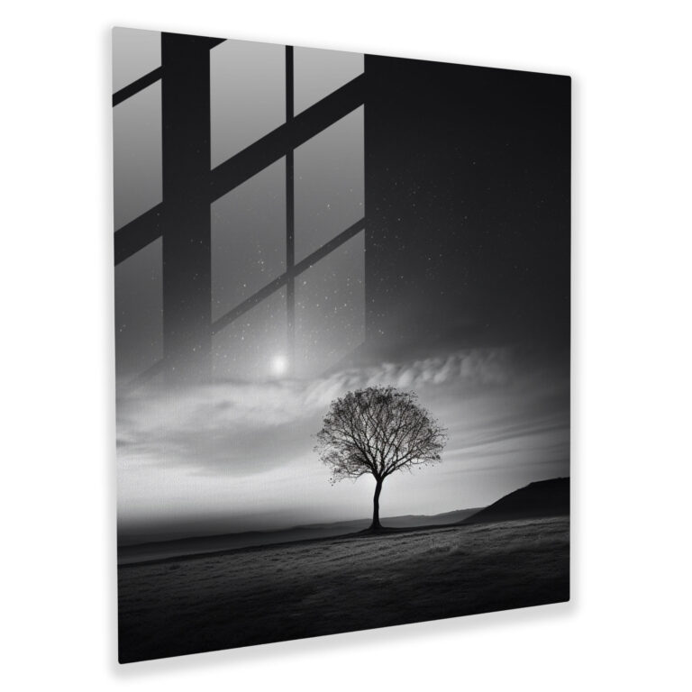 Parlak Ağaç Cam Tablo - Yıldız Haritası Minimalist Fotoğraf Modern Sanat Duvar Dekorasyonu