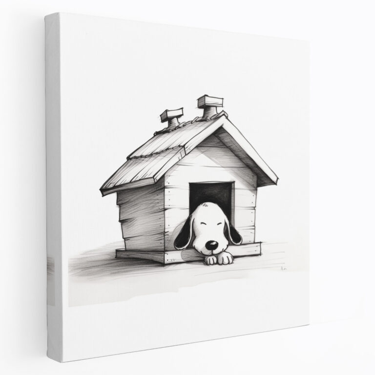 Snoopy Duvar Sanatı - Uyuyan Snoopy Kanvas Tablo - Minimalist Tasarım
