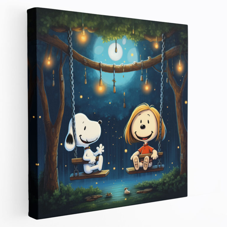 Snoopy Kanvas Tablo - Salıncak Seti Duvar Sanatı - Snoopy Duvar Dekoru Kanvas Tablo Duvar Sanatı