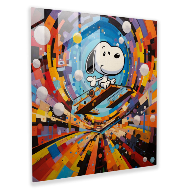 Soyut Snoopy Cam Tablo - Ev Dekorasyonu Cam Duvar Sanatı