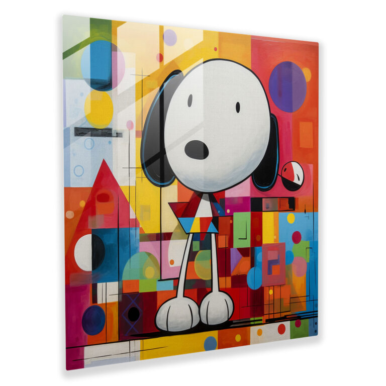 Soyut Snoopy Cam Tablo - Ev Dekorasyonu Cam Duvar Sanatı
