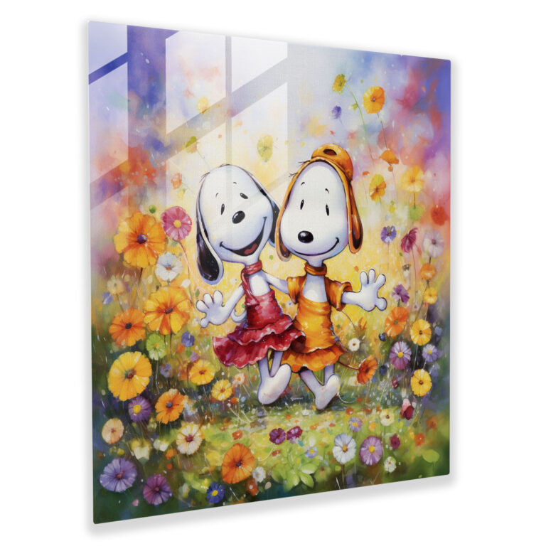Snoopy Suluboya Cam Duvar Sanatı - Ev Dekorasyonu Cam Sanatı