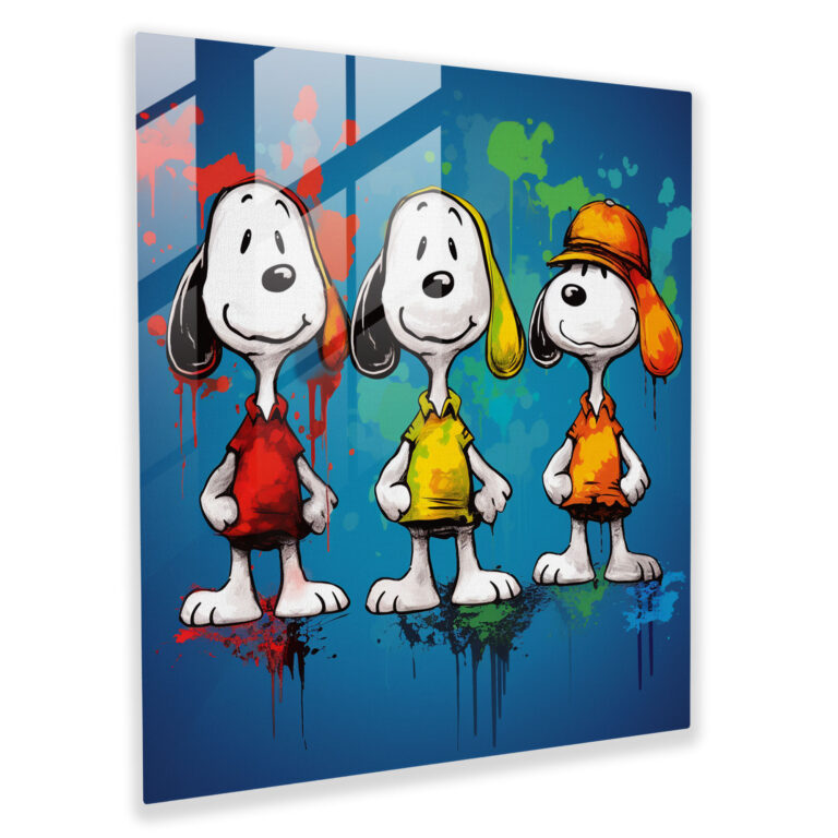 Snoopy Pop Art Cam Tablo - Modern Sanat Pozlar Duvar Dekorasyonu