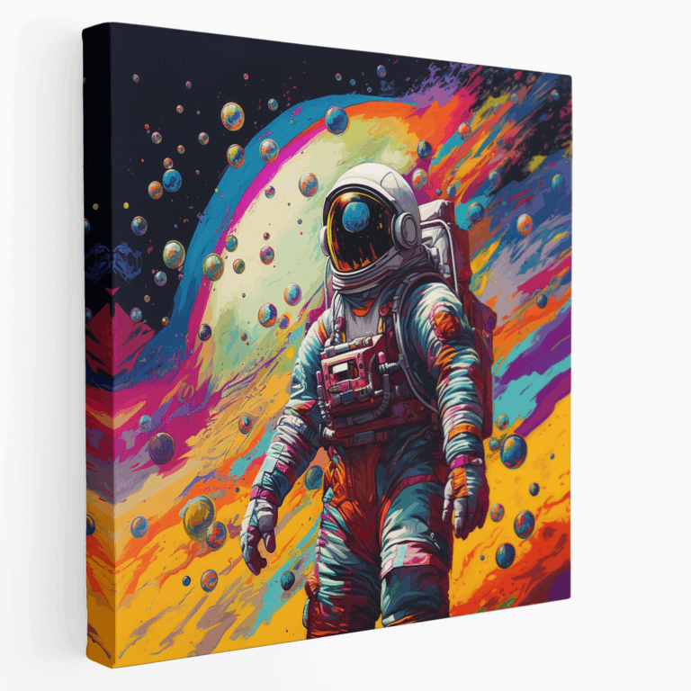 Pop Art Gezegenler ve Astronotlar Kanvas Tablo