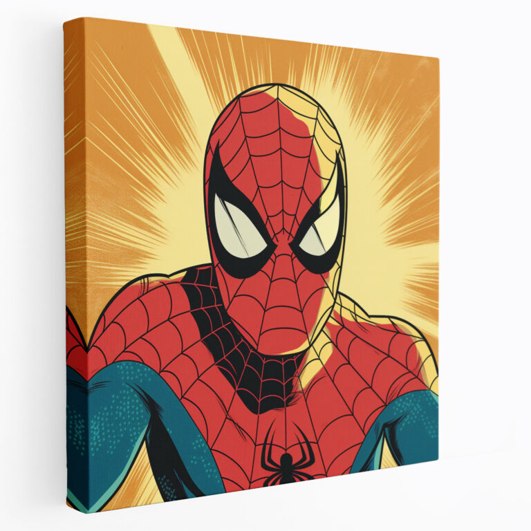 Spiderman Çerçevesiz Kanvas Tablo - Retro Çizgi Roman Duvar Sanatı - Örümcek Adam Kanvas Retro