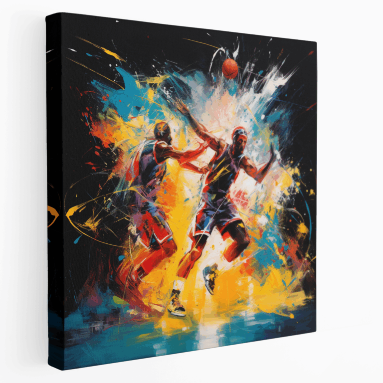 Yoğun Basketbol Maçı Soyut Kanvas Tablo