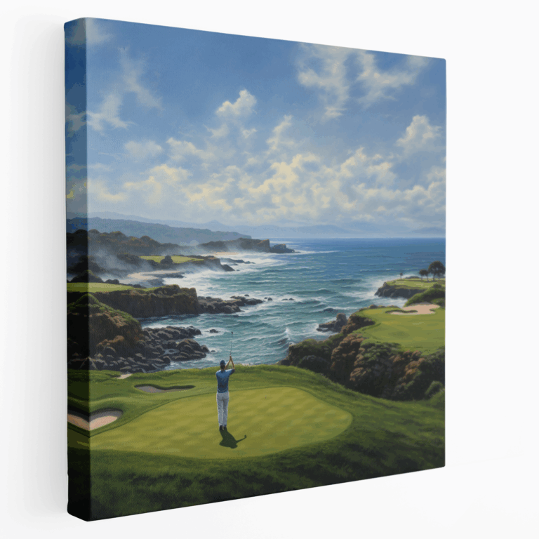 Sahil Golf Sahası Yağlı Boya Kanvas Tablo