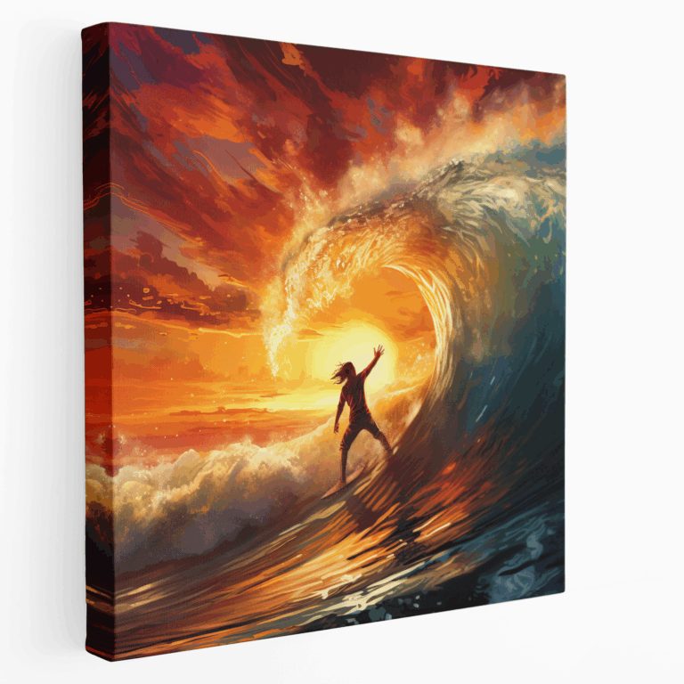 Surfer'ın Gün Batımı Kanvas Tablosu