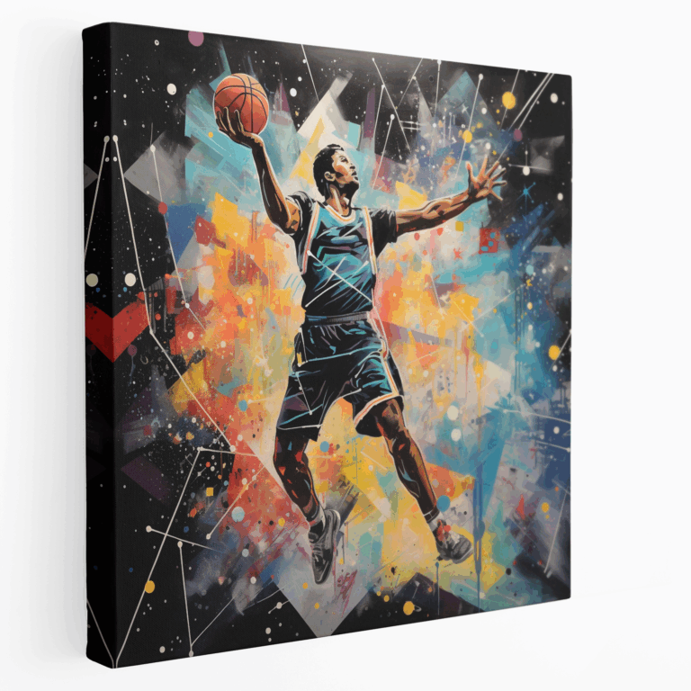 Yıldızlı Gece Basketbol Soyut Kanvas Tablo