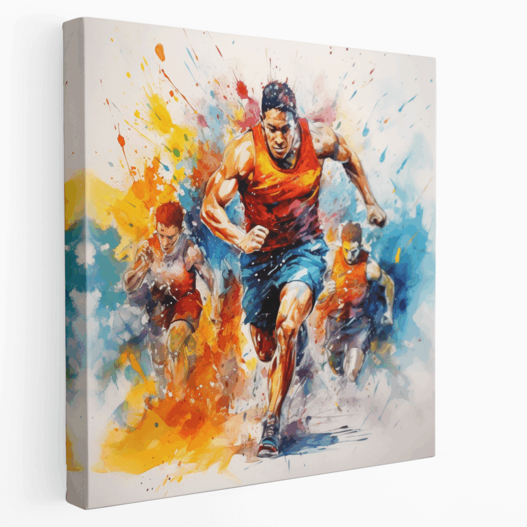 Canlı Sporcular Soyut Kanvas Tablo Çalışması