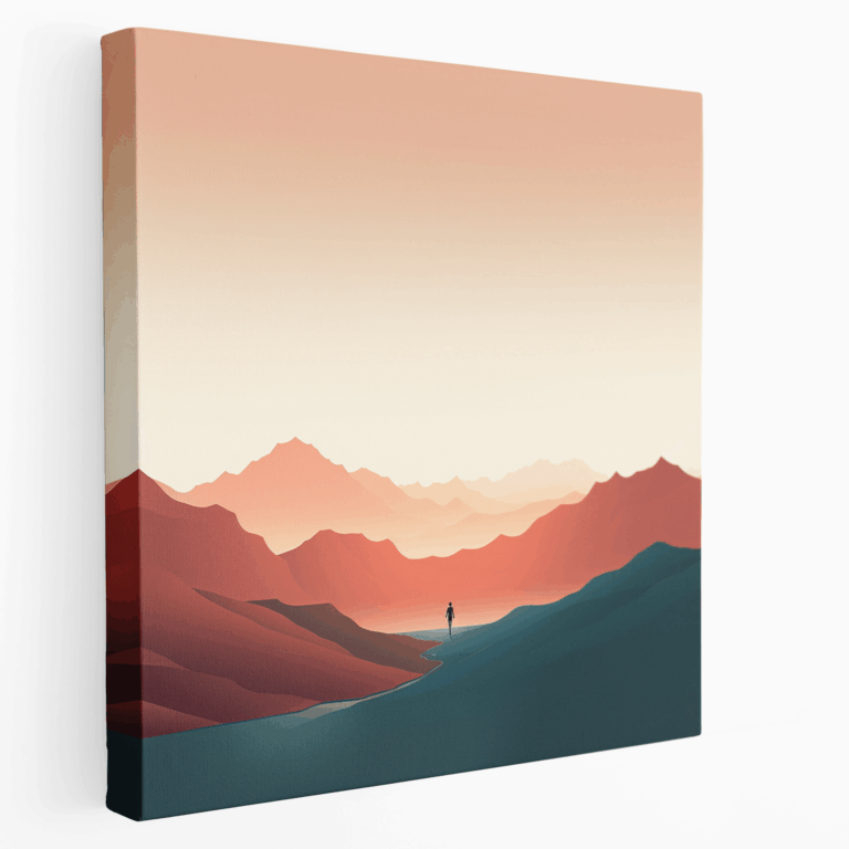 Minimalist Dağ Koşucusu Kanvas Tablo