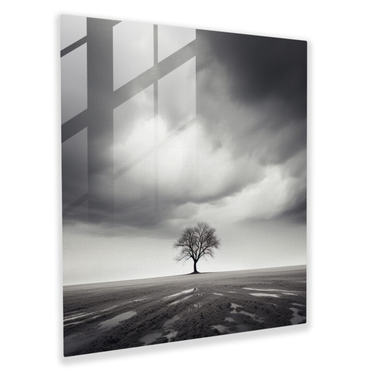 Fırtınalı Ağaç Cam Tablo - Fırtına Cam Duvar Sanatı Modern Sanat Minimalist