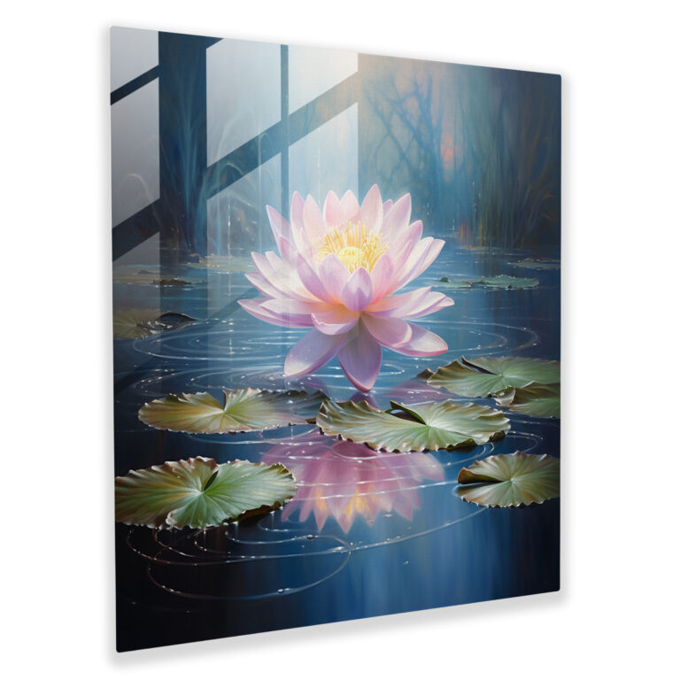 Spiritüel Lotus Cam Tablo - Lotus Çiçeği Duvar Dekorasyonu