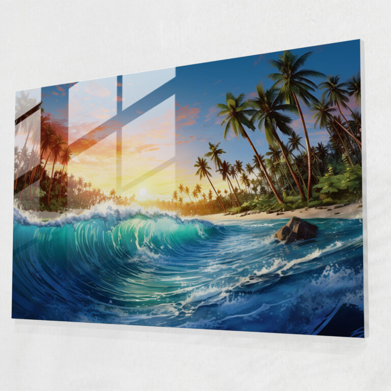 Surf Ev Dekorasyonu - Göz Alıcı Modern Dijital Sanat Cam Duvar Sanatı