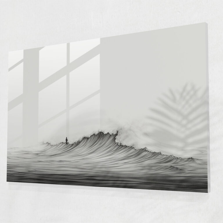 Surf Modern Sanat - Deniz Sakinlik Minimalist Çizgi Çizimi Kanvas Tablo