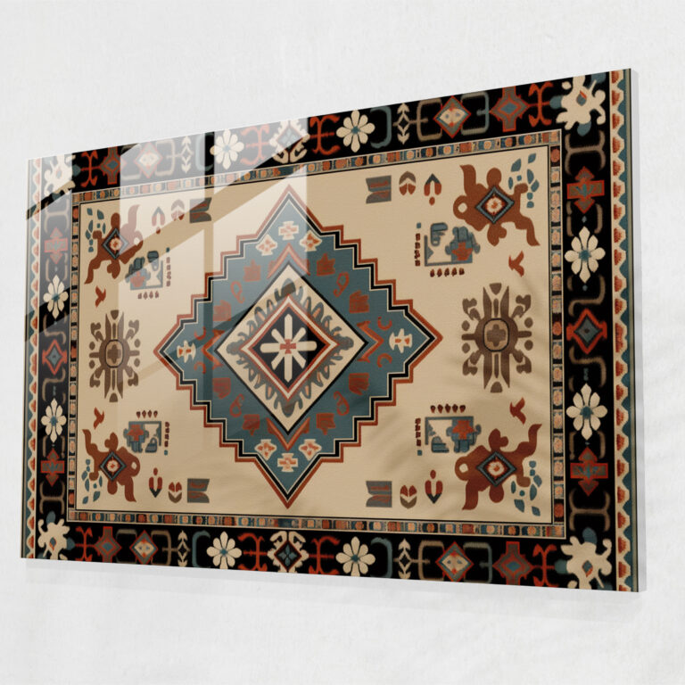 Türk Halı Cam Duvar Sanatı - Türk Halı Deseni Cam Sanat Ev Dekorasyonu