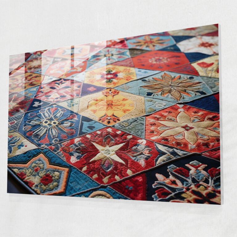 Türk Füzyon Cam Duvar Sanatı - Türk Halı Ev Dekorasyonu Modern Sanat Geometrik Şekiller