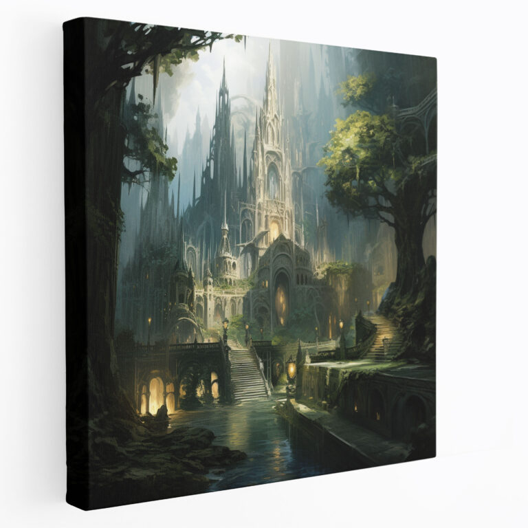 Yüzüklerin Efendisi Tuval Tablo - Lothlórien İzlenimi - Ev Dekorasyonu Duvar Dekorasyonu Tuval Tablo