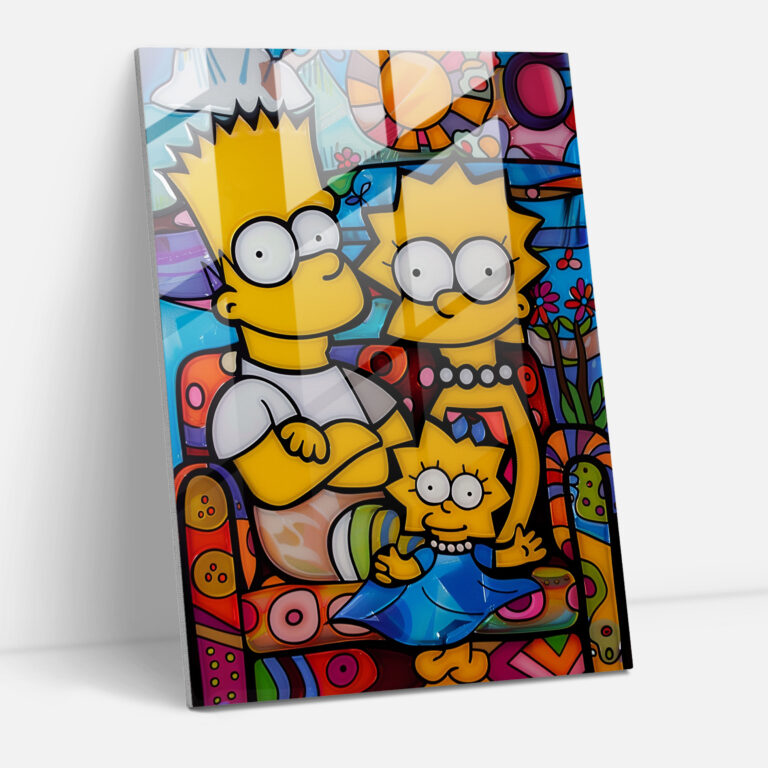 The Simpsons Cam Tablo - Oyunbaz Desenlerle Süslenmiş The Simpsons Cam Sanatı