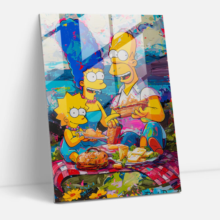 The Simpsons Cam Tablo - Renkli ve Eğlenceli Springfield Park Pikniği Tasarımı