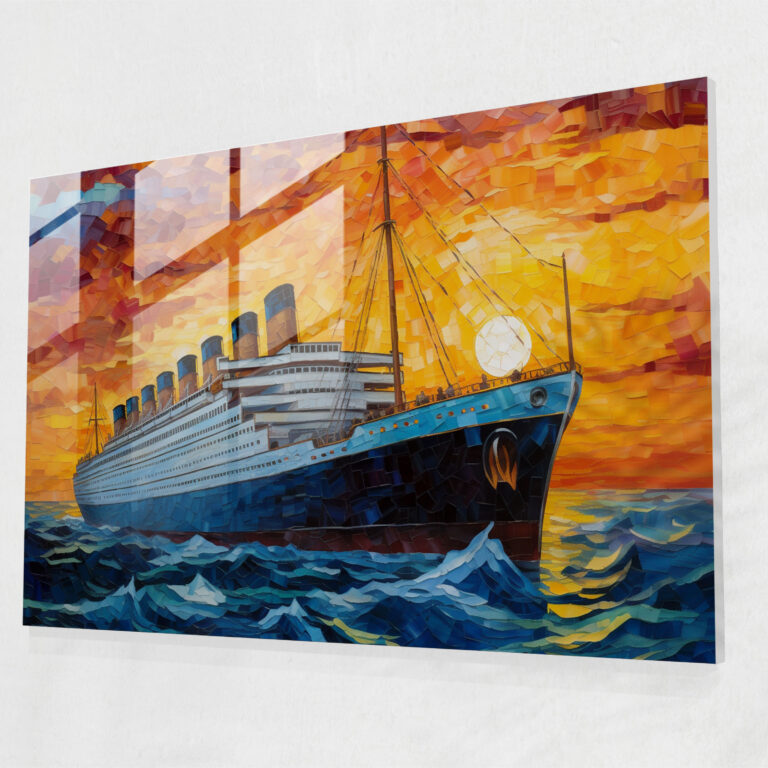 Titanic Cam Tablo - İzlenimci Günbatımı - Modern Sanat Cam Tablo