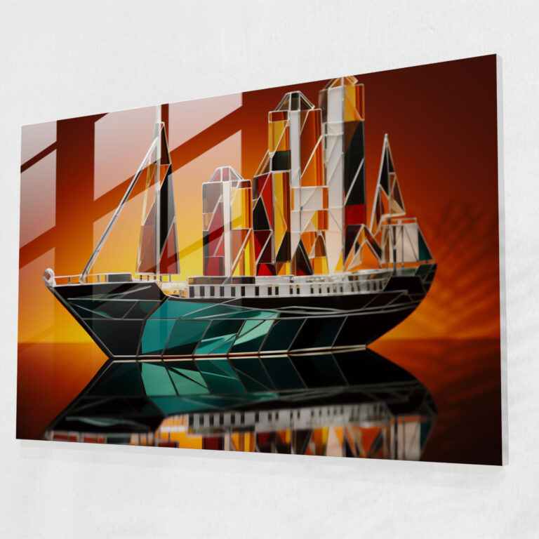 Titanik Cam Duvar Sanatı - Geometrik Modern Çekicilik - Titanic Geometrik Şekiller Cam Duvar Sanatı