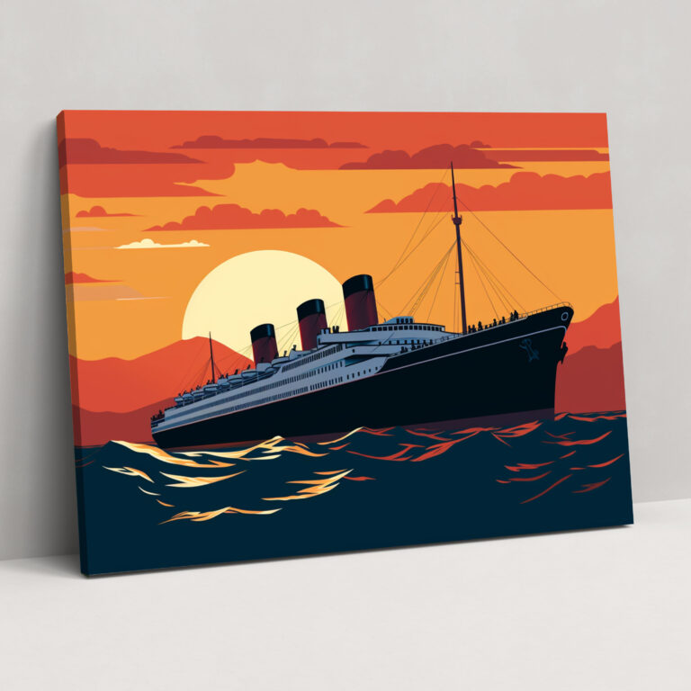 Titanik Minimalist Günbatımı Siluet Kanvas Tablo - Titanic Kanvas Duvar Sanatı Modern Estetik