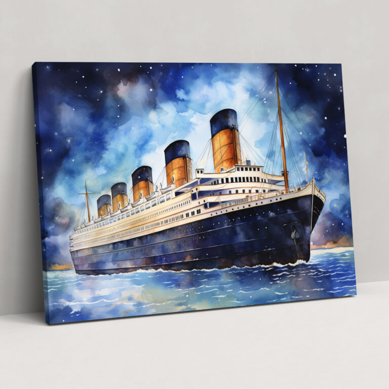 Romantik Titanic Kanvas Tablo - Suluboya İllüstrasyon - Duvar Dekorasyonu