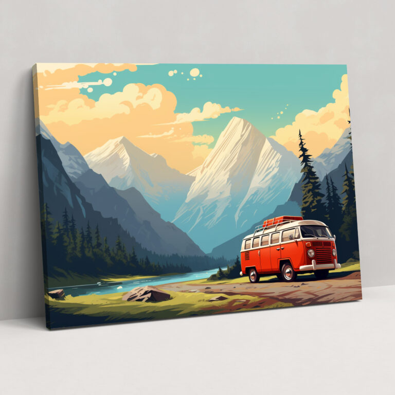 Seyahat Duvar Sanatı - Retro Karavan Macerası - Duvar Sanatı Kanvas Duvar Sanatı Retro Karavan Macerası