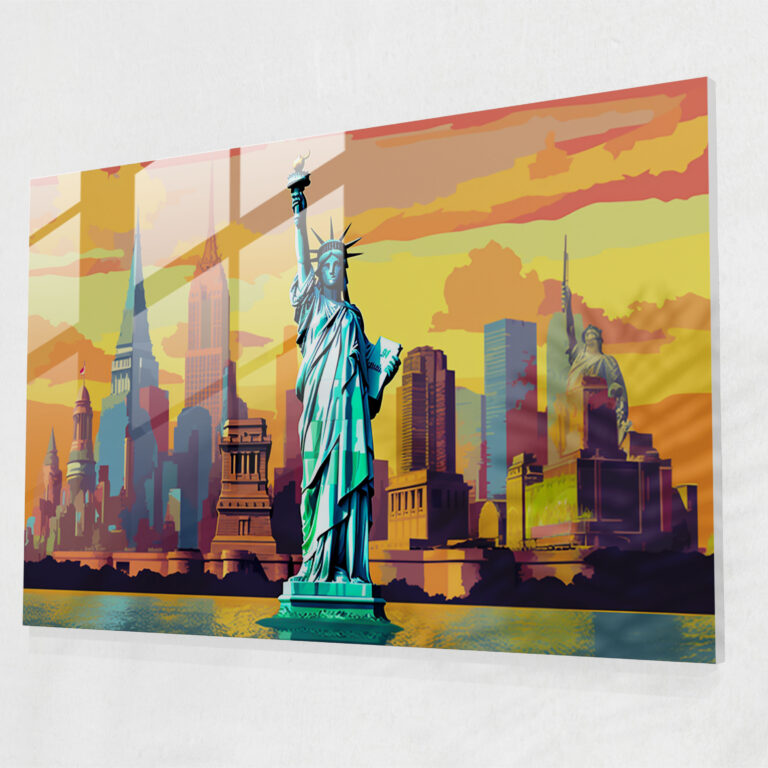 Seyahat Cam Tablo Sanatı - Canlı Pop Art İllüstrasyonlu Cam Tablo
