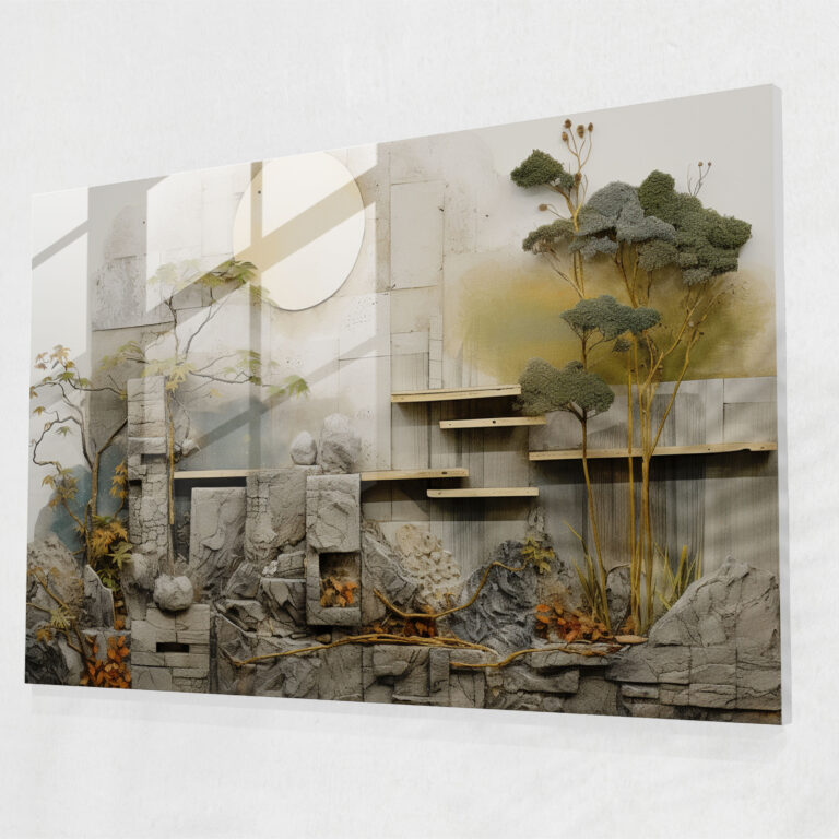 Zen Bahçesi Koleksiyon Sanatı - Zen Bahçesi Modern Sanat Ev Dekorasyonu Cam Duvar Sanatı