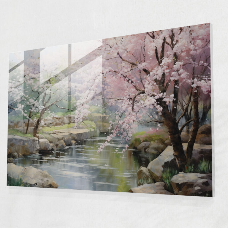 Zen Bahçesi Cam Sanatı - Zen Bahçesi Modern Sanat Cam Duvar Sanatı Pastel Tonlar