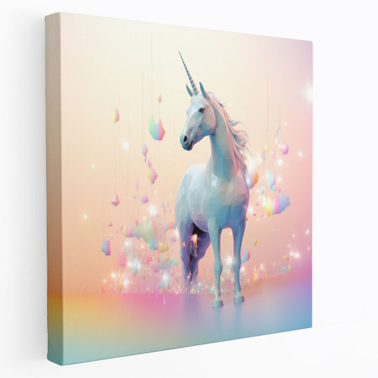 Unicorn Kanvas Tablo - Modern Dijital Duvar Sanatı - Tek boynuzlu Kanvas Duvar Sanatı Dijital Çalışma Minimalist Siluet