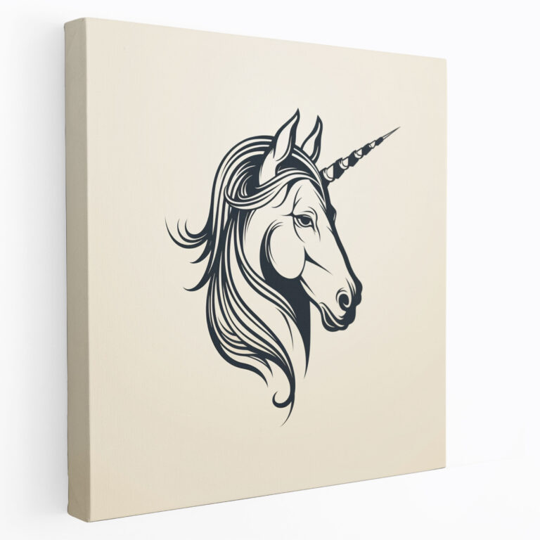 Sakin Unicorn Duvar Sanatı - Unicorn Sakin Unicorn Sadelik Minimalist Çizgi Sanatı
