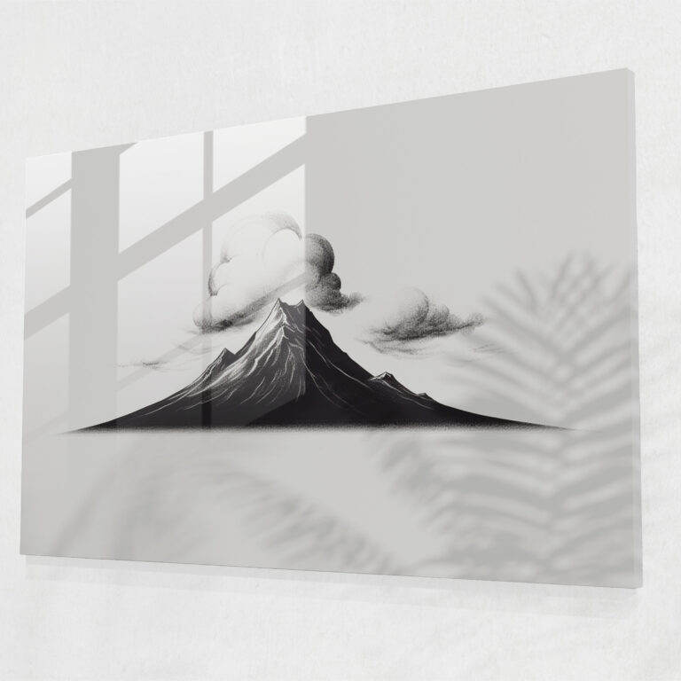 Minimalist Volkan Cam Duvar Sanatı - Modern Tasarım Cam Duvar Sanatı Şık Tasarım