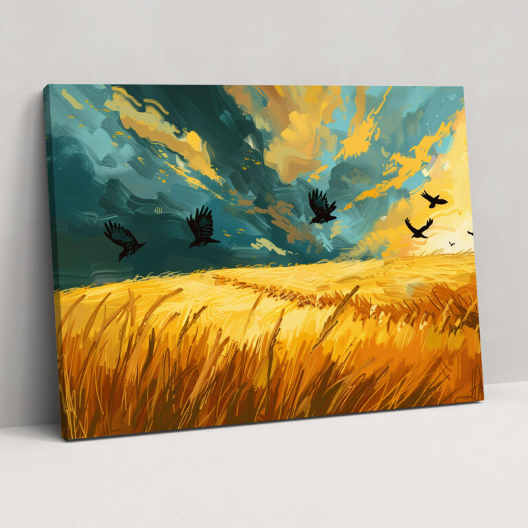 Vincent Van Gogh Kargalarla Buğday Tarlası Duvar Sanatı - Ev Dekorasyonu Kanvas Tablo
