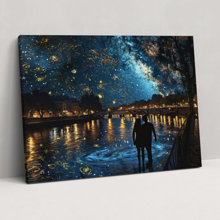 Vincent Van Gogh'un Rhone Üzerinde Yıldızlı Gece Kanvas Tablosu - Ev Dekorasyonu Kanvas Duvar Sanatı