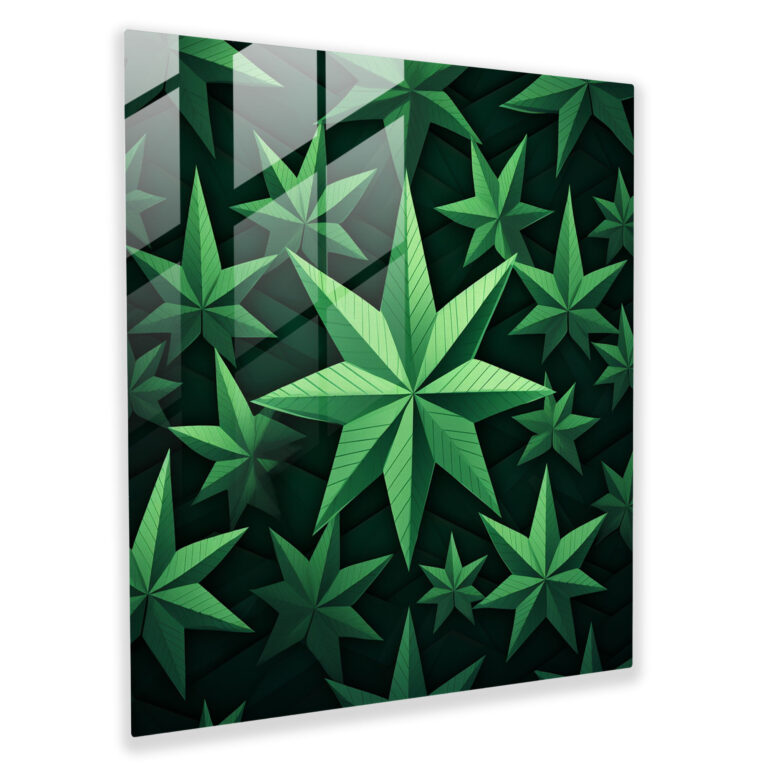 Marijuana Mandala Cam Tablo - Ot Ev Dekorasyonu Duvar Dekorasyonu Geometrik Desen