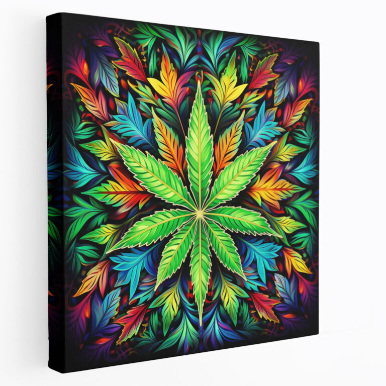 Psikedelik Kenevir Duvar Sanatı - Kenevir Marihuana Yaprağı Kenevir Duvar Sanatı Soyut