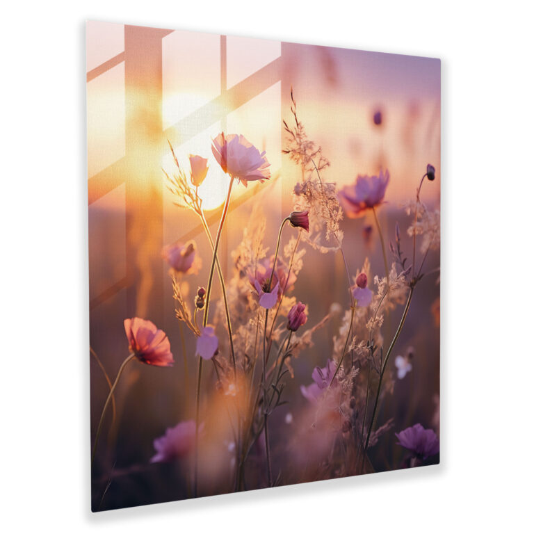 Vahşi Çiçekler Günbatımı Serenadı - Cam Tablo - Vahşi Çiçek Cam Tablo Efsanevi Güzellik