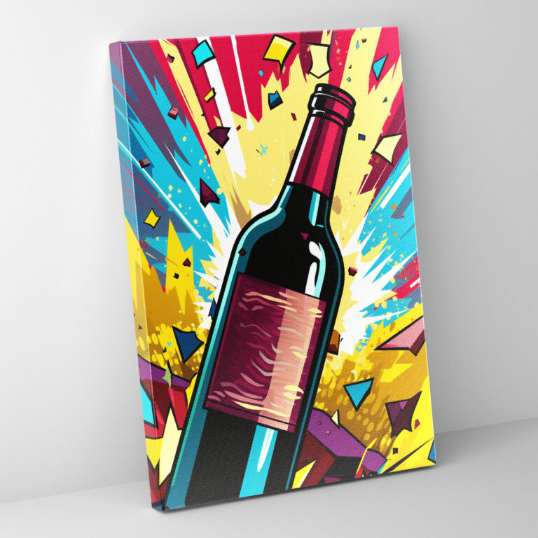 Şarap Kanvas Tablo - Pop Art Şarap Şişesi Duvar Sanatı - Şarap Şarap Duvar Dekorasyonu Ev Dekorasyonu