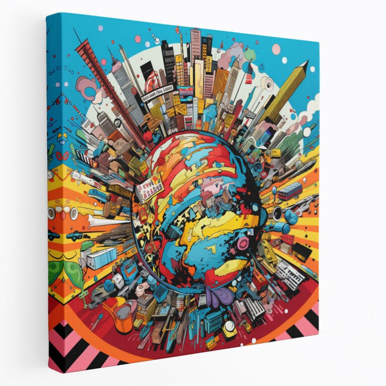 Yüksek Kaliteli Kanvas Tablo - Pop Art Dünya Haritası - Dünya Haritası Kanvas Duvar Dekorasyonu