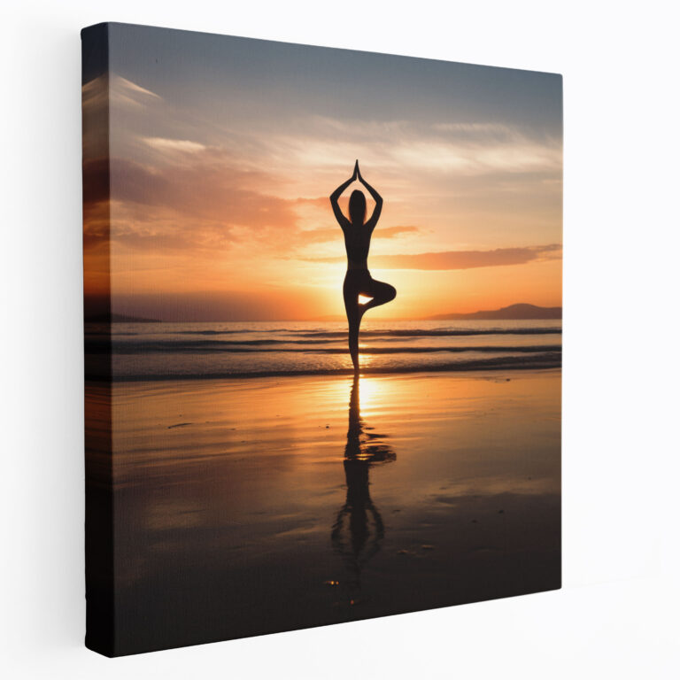 Kadın Kanvas Tablo - Huzurlu Yoga Plaj Duvar Sanatı
