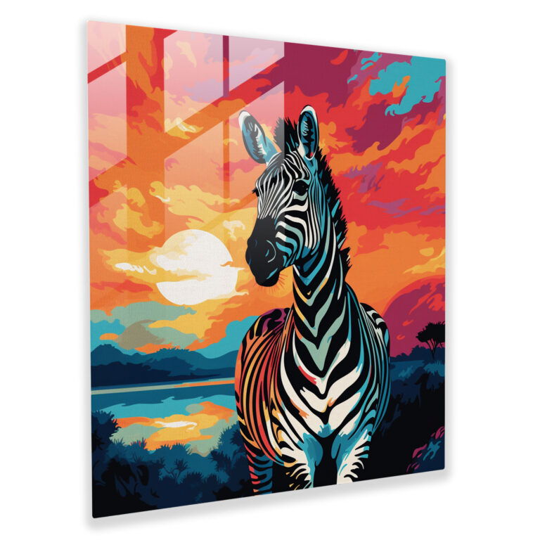 Zebra Günbatımı Cam Tablosu - Zebra Cam Tablo Günbatımı
