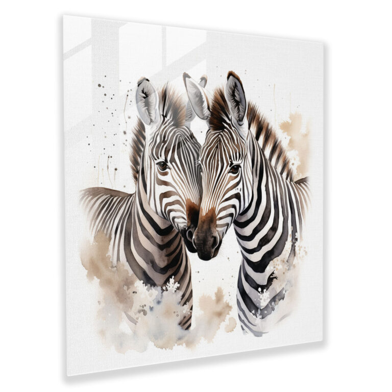 Zebra Aşk Cam Tablo - Ev Dekorasyonu Cam Duvar Sanatı Zebra Aşkı