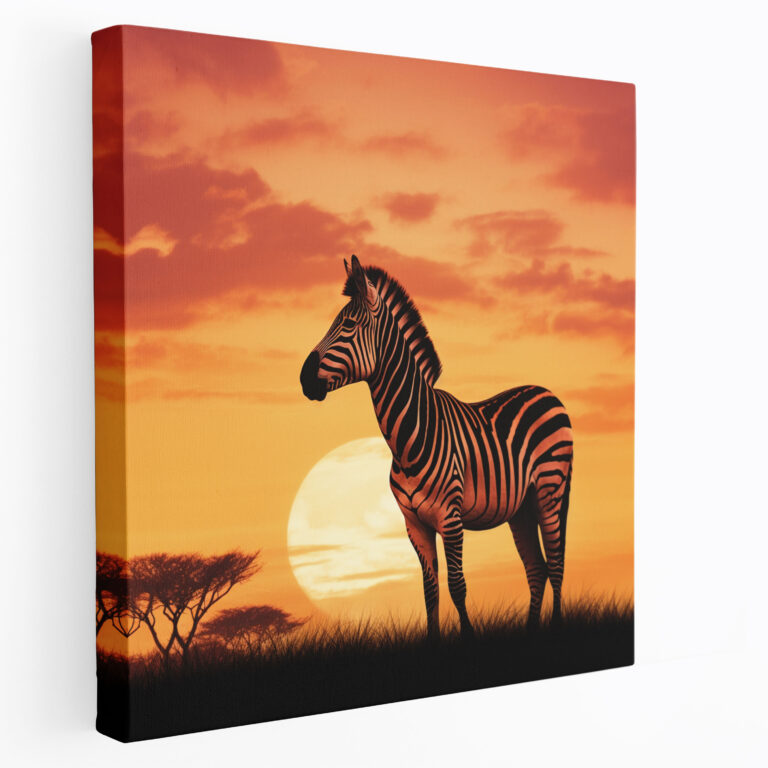 Zebra Duvar Sanatı - Huzurlu Günbatımı Kanvas Tablo - Zebra Kanvas Siluet