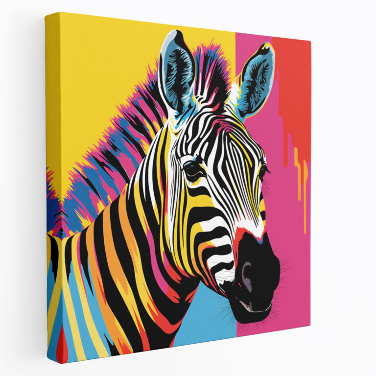 Zebra Kanvas Tablo - Pop Sanat Zebra - Ev Dekorasyonu Solmaya Karşı Dayanıklı Duvar Dekorasyonu