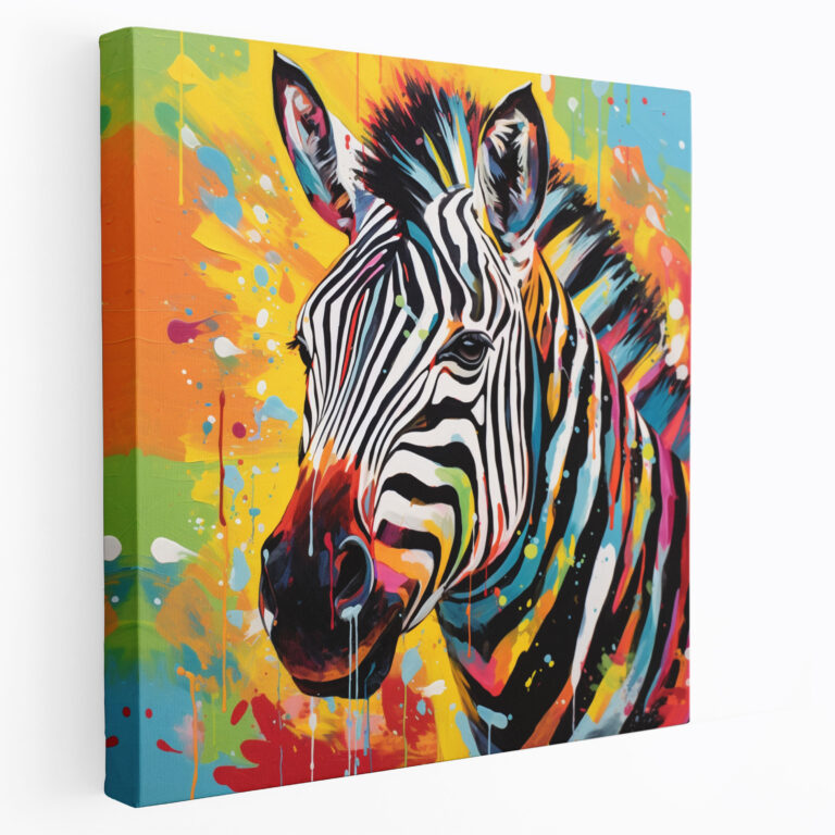 Zebra Kanvas Tablo - Soyut Akrilik Boyama - Zebra Soyut Zebra Sanatı Zebra Duvar Sanatı