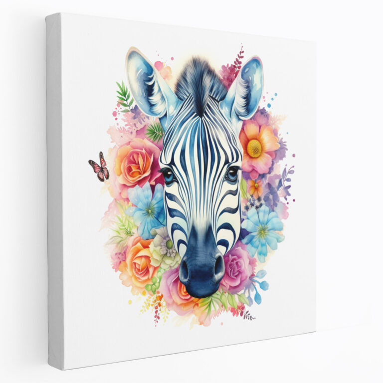 Oyunbaz Suluboya Çizimi - Zebra Kanvas Tablo - Ev Dekorasyonu